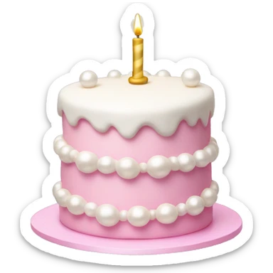 Pearl ligh pink birthday cake sticker