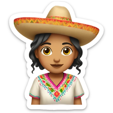 mexican small girl with mexican clothes sticker