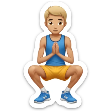 A skinny man squatting with his hands on his knees sticker