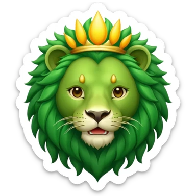 Majestic green lion with sun in his mouth sticker