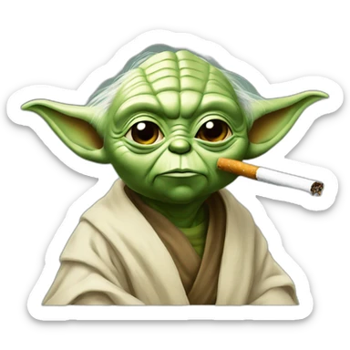 Yoda fument une cigarette sticker