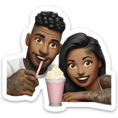 Photo model tattooed couple drinking milkshakes sticker