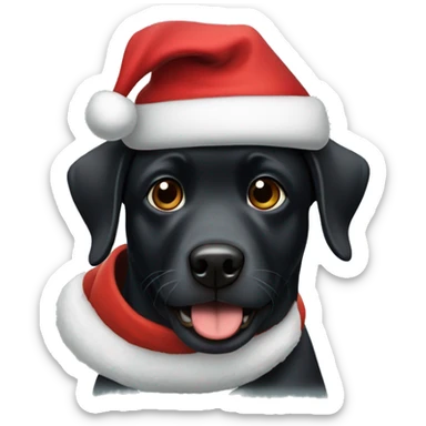 Black dog with santa hat sticker