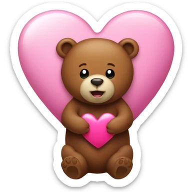 Brown bear holding a pink heart  sticker