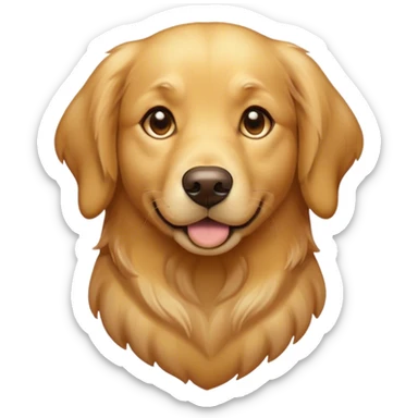 Cinematic Noble Golden Retriever Portrait Emoji, Poised and regal, with a strong, athletic build and a lustrous, well-groomed golden coat, deep-set soulful brown eyes, Simplified yet sharp and sophisticated features, highly detailed, glowing with a soft, dignified glow, high shine, intelligent and friendly, stylized with an air of warmth, focused and attentive, soft glowing outline, capturing the essence of a watchful and confident companion, so majestic it feels as though it could bound out of the screen with effortless authority! sticker