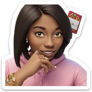 smiling girl with jewelry sticker