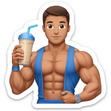 bodybuilder with potein shake sticker