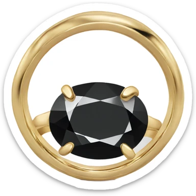 gold ring with black oval diamond sticker