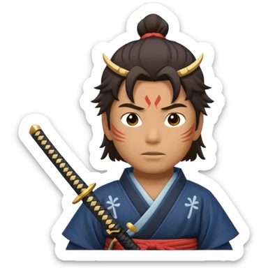 Samouraï with sword and shadow look to the sky  sticker