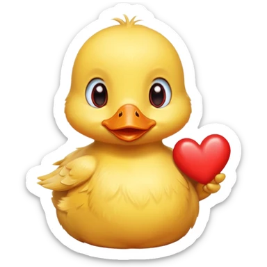 Cute baby duck holding heart with teary eyes  sticker