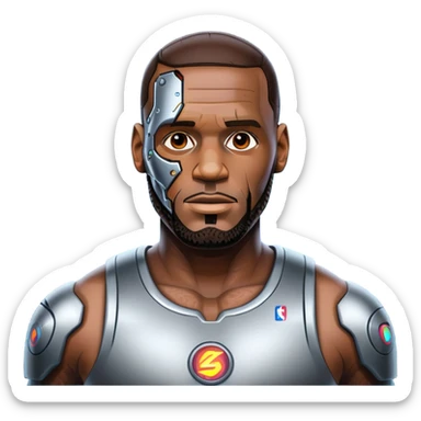 Lebron James as a half robot/cyborg AI  sticker