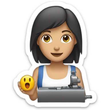 une femme qui a une machine sur sa main sticker