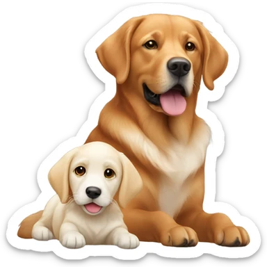 Dark Fox red Labrador and white golden retriever together sticker