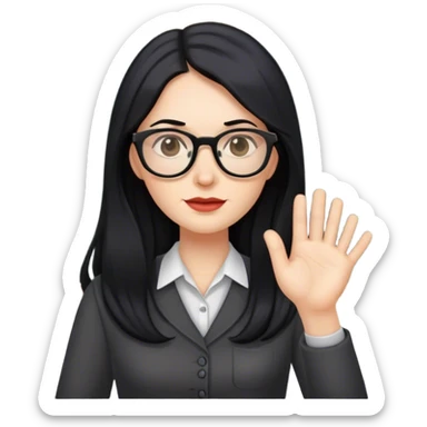 pale female teacher with long black hair, wearing glasses teaching Spain sticker