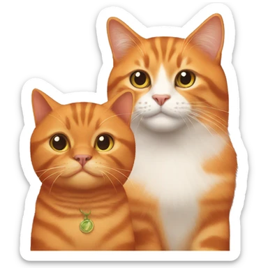 Big orange cat AND small tricolour cat sticker