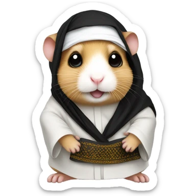 An Arab hamster wearing a thobe and shemagh sticker
