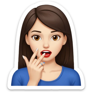 Une fille brune et blanche qui se mord un ongle comme si elle draguait qqn sticker