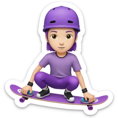 skater with skateboard and purple helmet sticker