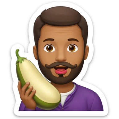 Dominican man with a beard as an eggplant in his mouth sticker