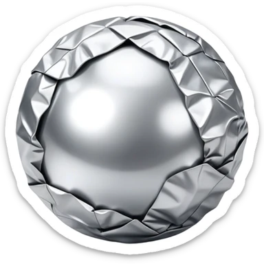 Perfectly smooth glossy metallic alloy shiny tin foil ball sticker