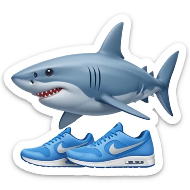 requin avec des nikes bleu sticker