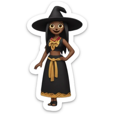 Bruja con sombrero negro dando carcajadas sticker