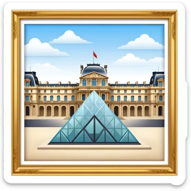 Louvre Museum Landmark Emoji – Showing the glass pyramid entrance with the historic palace in the background. sticker