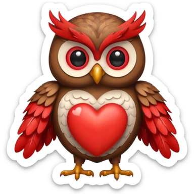 Owl holding hearts sticker