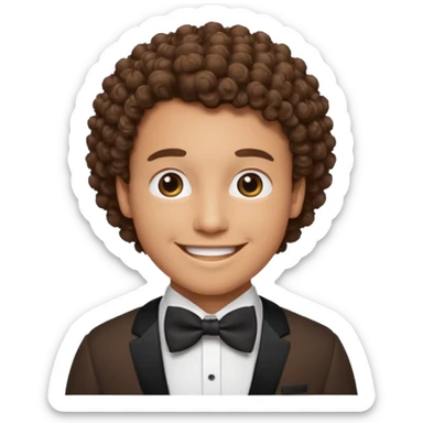 Curly-haired man wearing bow ties sticker