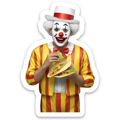clown eating tacos sticker