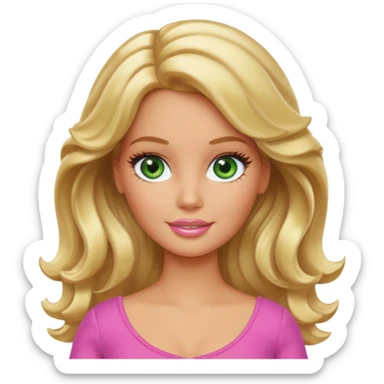 Barbie with blonde wavy hair green eyes and tan skin sticker