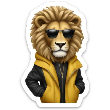 Cool lion with balenciaga clothes sticker