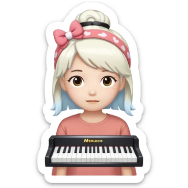 Cutecore white dyed hair sanrio cinnamon roll headband mezzo piano shirt sticker
