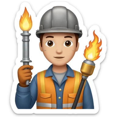 welder holding a torch sticker