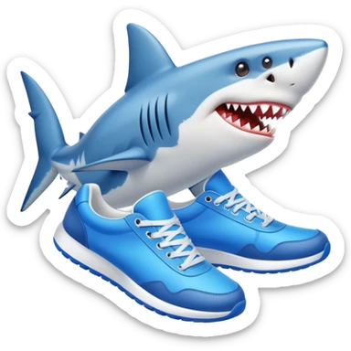 Me puedes hacer un tiburon con zapatillas azules sticker