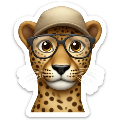 cheeta with brown cap, brown-lens glasses sticker