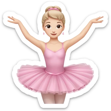 A graceful ballerina in a pink tutu, spinning lightly with arms curved elegantly.
 sticker