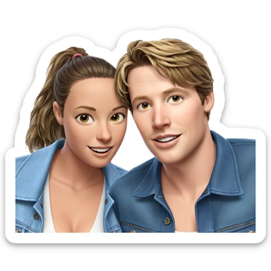 smiling girl with denim jacket sticker