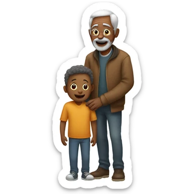 Grandfather huggings with a boy sticker