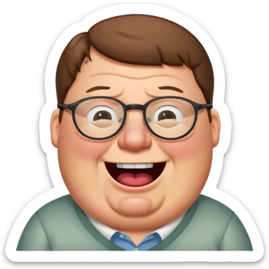 cartoon peter griffin with glasses as a laughing crying emoji in family guy art style sticker