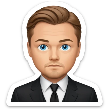 Leonardo DiCaprio with blue eyes, black suit sticker