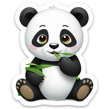 Panda eating bamboo while it's the bamboo enzyme sticker