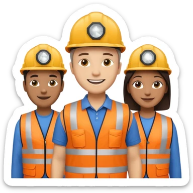 group of multiracial railway engineer standing sticker