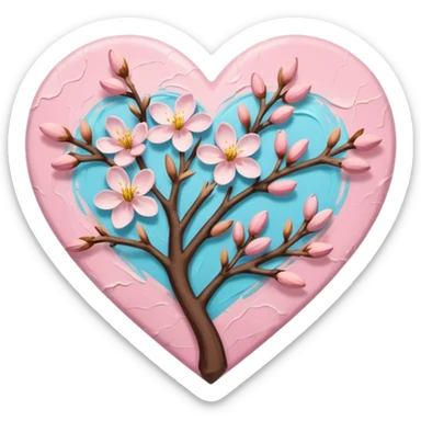 Vangogh almond blossom in a heart sticker