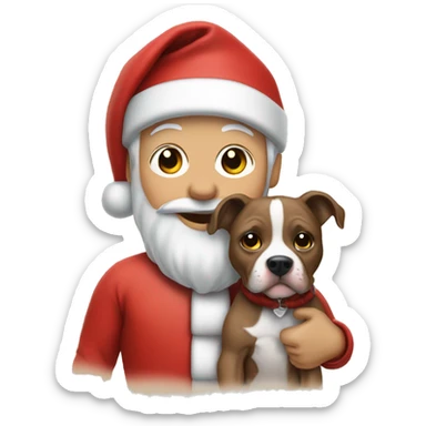 Santa clause holding a pit bull puppy sticker