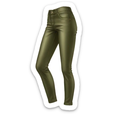 Realistic isolated side view of a metallic olive green jegging pants. sticker