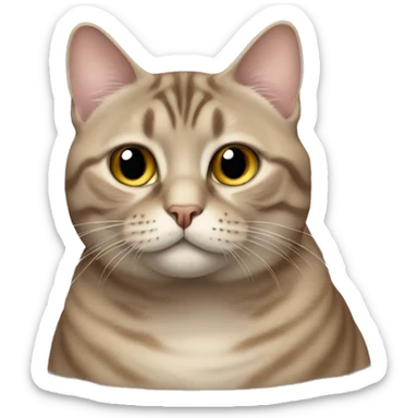 very fat taupe tabby cat sticker