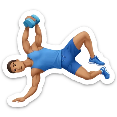 side-view of guy in blue shorts doing decline crunches sticker