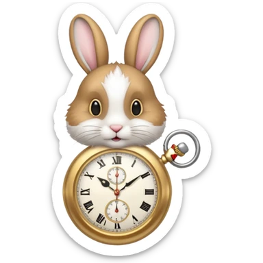 Rabbit holding watch sticker