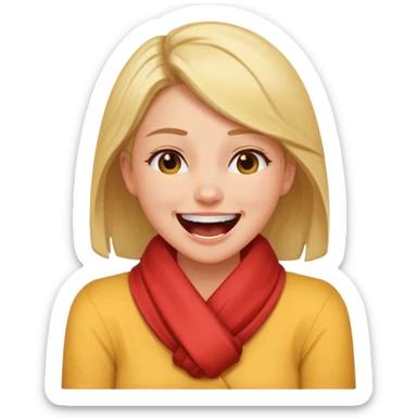 A girl wrapping her arms around her neck angrily laughing sticker